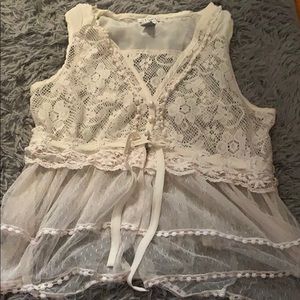 Lace Pearl Button Top